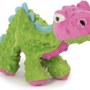 goDogÂ® Dinosâ„¢ Spikeâ„¢ with Chew Guard Technologyâ„¢ Durable Plush Squeaker Dog Toy, Green, Small