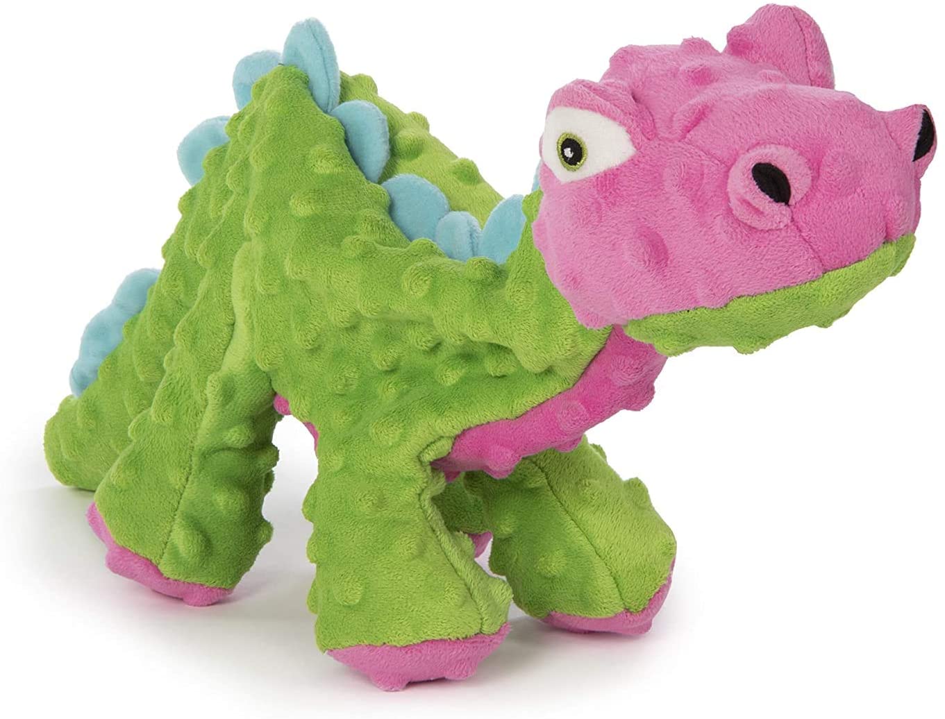 main-328.jpg goDog® Dinos™ Spike™ with Chew Guard Technology™ Durable Plush Squeaker Dog Toy, Green, Small - Image 1