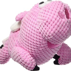 goDogÂ® Checkersâ„¢ Flying Pig with Chew Guard Technologyâ„¢ Durable Plush Squeaker Dog Toy, Pink, Mini