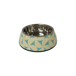 NutraPet Applique Melamine Round Bowl Blue & Jasmine L:22 * 7.5 cms 700/23.6 ml/oz