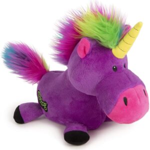 goDogÂ® Unicorns with Chew Guard Technologyâ„¢ Durable Plush Dog Toy with Squeaker, Purple, Large