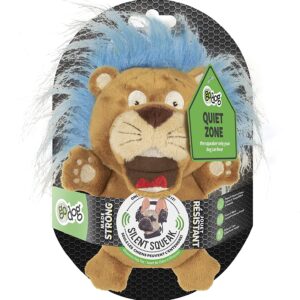 goDogÂ® Silent Squeakâ„¢ Crazy Hairs Lion with Chew Guard Technologyâ„¢ Durable Plush Dog Toy, Small