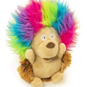 goDogÂ® Silent Squeakâ„¢ Crazy Hairs Hedgehog with Chew Guard Technologyâ„¢ Durable Plush Dog Toy, Large