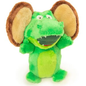 goDogÂ® Silent Squeakâ„¢ Flips Gator Monkey with Chew Guard Technologyâ„¢ Durable Plush Dog Toy, Small