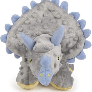 goDogÂ® Dinosâ„¢ Frillsâ„¢ with Chew Guard Technologyâ„¢ Durable Plush Squeaker Dog Toy, Teal, Small