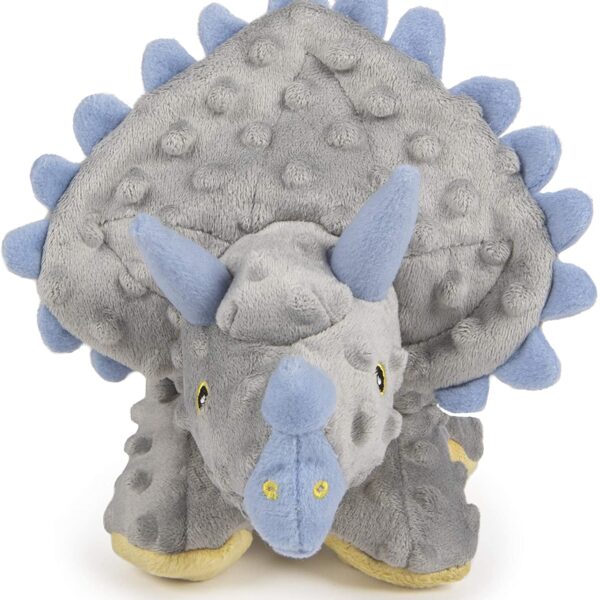 goDogÂ® Dinosâ„¢ Frillsâ„¢ with Chew Guard Technologyâ„¢ Durable Plush Squeaker Dog Toy, Teal, Small