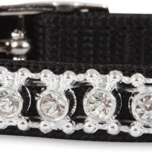 PETMATE CAT ELASTIC COLLAR 3/8 X 8-10" BLACK BLING