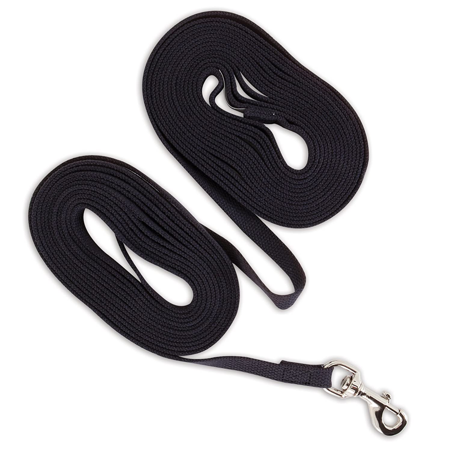 main-498.jpg PETMATE ASPEN PET COTTON TRAINING DOG LEAD 5/8" X 30' BLACK - Image 1