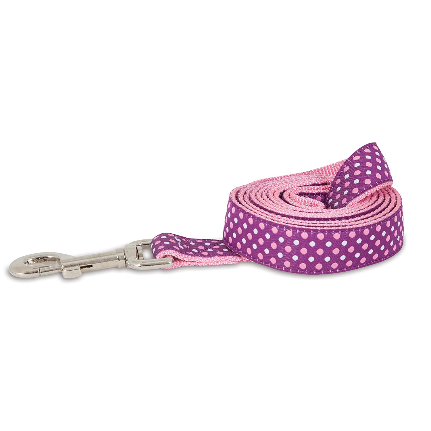 main-501.jpg PETMATE ASPEN PET RIBBON OVERLAY DOG LEASH 1"X6' DOTS PINK - Image 1
