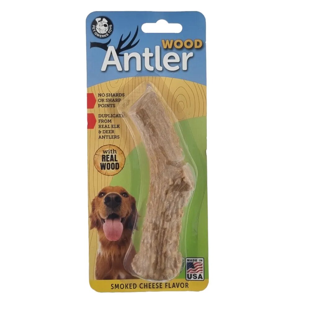 main-505.jpg Pet Qwerks Real Wood Antler with Smoked Cheese Flavor - Image 1