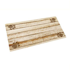 Dry Mate Pet Place Mate Dogs Tan Distressed Wood/Paws 16 X 28 Inches