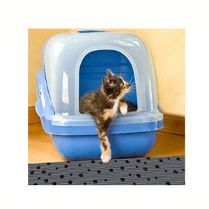 Dry Mate Grey Stripe Black Paw Scented Cat Litter Mat 28 X 36 Inches