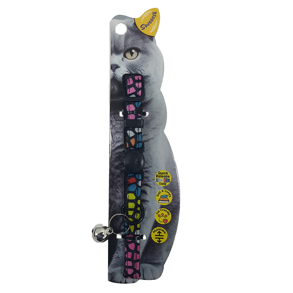 main-682.jpg Swooosh Gleaming Stones nylon safe collar C-10mm 18/28cm black - Image 1