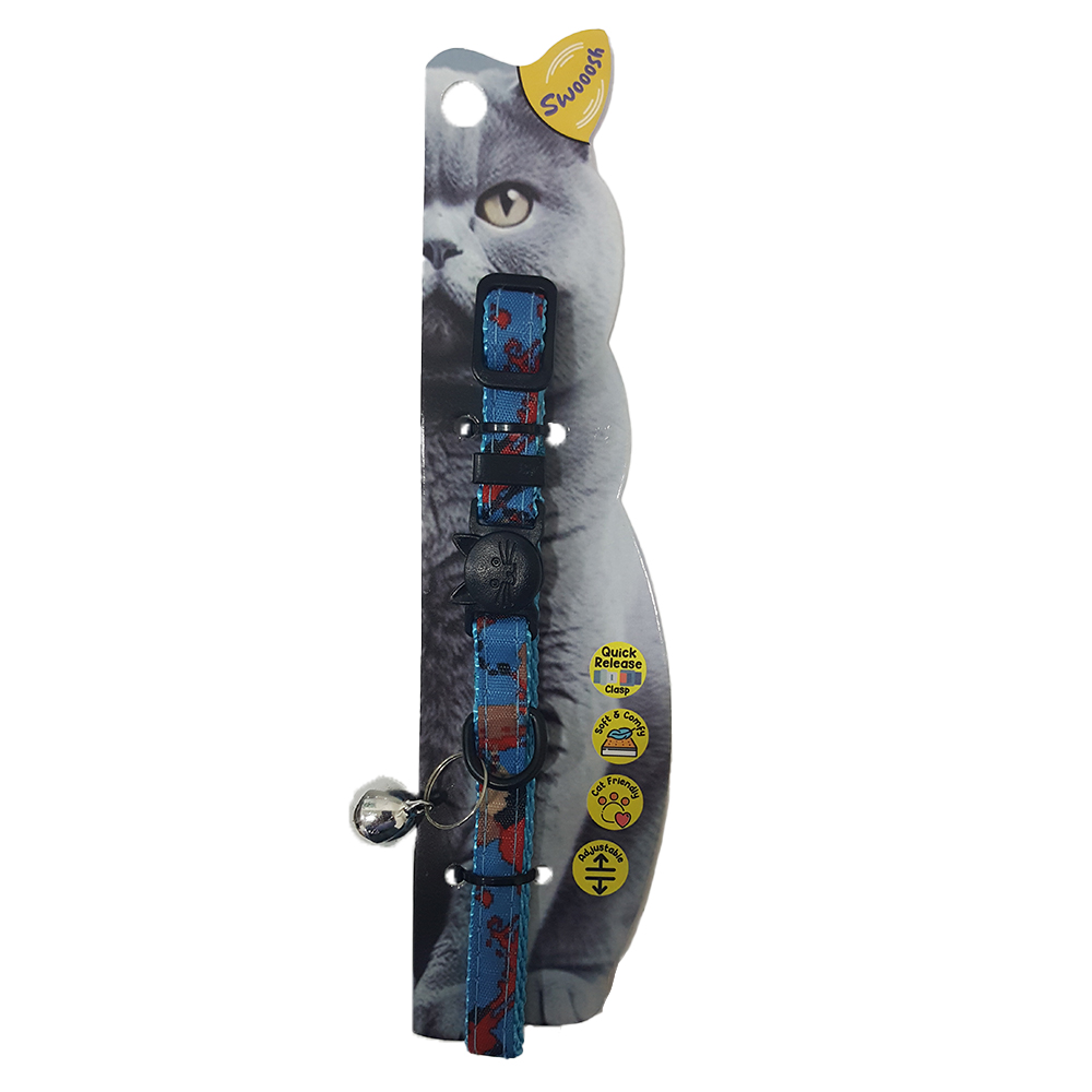 main-688.jpg Swooosh Raining Colors nylon safe collar C-10mm 18/28cm blue - Image 1