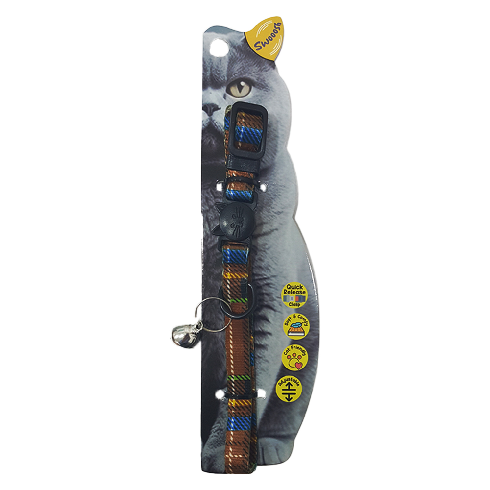 main-692.jpg Swooosh Cat in Britain nylon safe collar C-10mm 18/28cm brown - Image 1