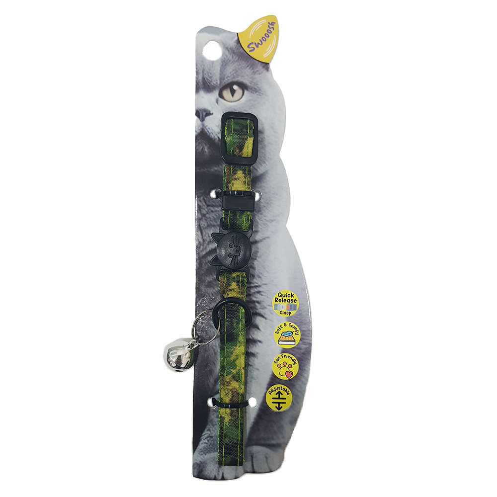 main-708.jpg Swooosh Only Green green cat safe collar C-10mm 18/28cm army green - Image 1