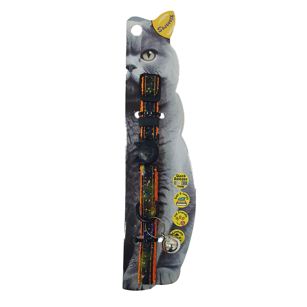 main-709.jpg Swooosh Starry Skky cat safe collar C-10mm 18/28cm orange - Image 1