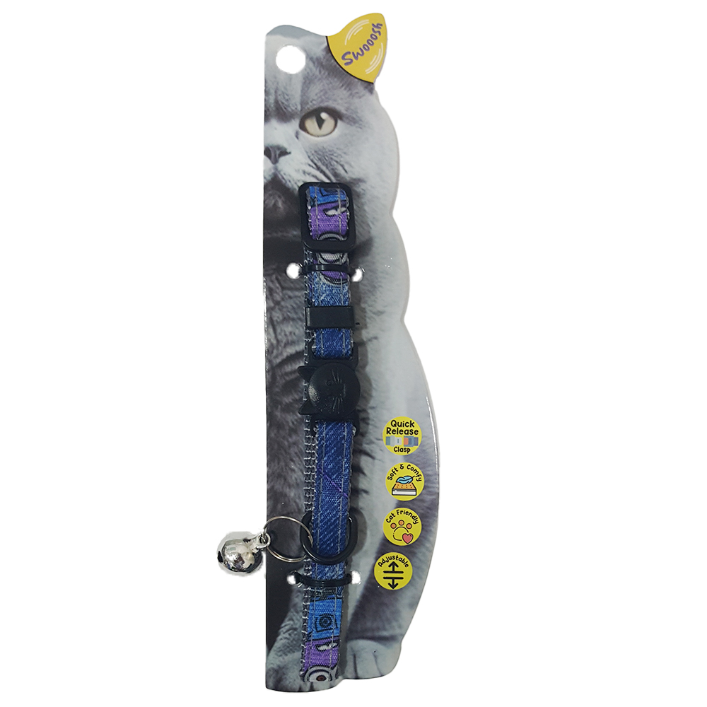 main-710.jpg Swooosh Wheels on Jeans cat safe collar C-10mm 18/28cm blue - Image 1