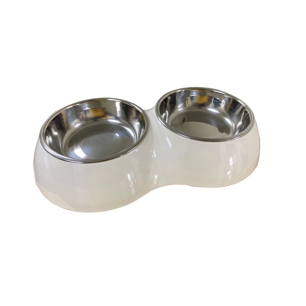 main-75.png NutraPet Melamine Double Diner Cream S 26.5 X 15 X 5.5 Cms 320ML - Image 1