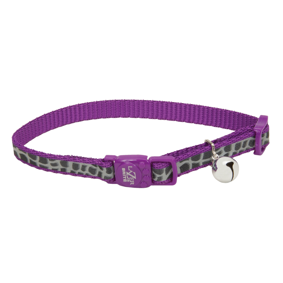 main-793.jpg Coastal 3 8 Safe Cat Lazer Black Reflective Adj. Break Away Collar Purple Animal Print - Image 1