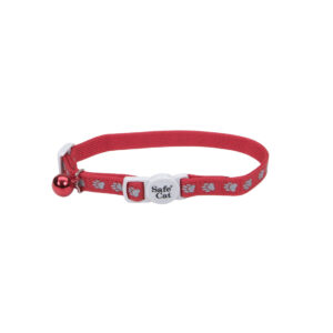 Coastal 3 and Safe Cat Reflective Snag Proof. Nylon Adj.Break Away Collar Paw Red