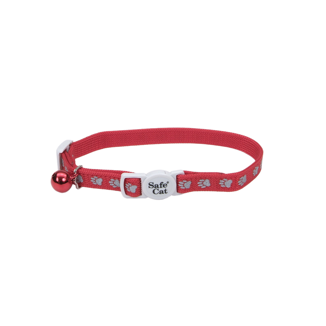 main-813.jpg Coastal 3 and Safe Cat Reflective Snag Proof. Nylon Adj.Break Away Collar Paw Red - Image 1
