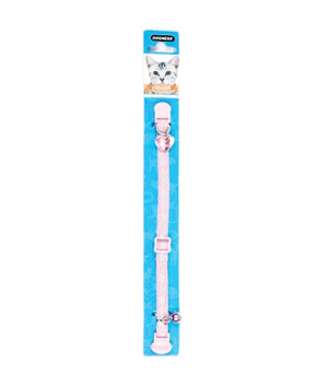 main-819.jpg Dogness Nylon Cat Collar-Light Pink with White Paws - Image 1