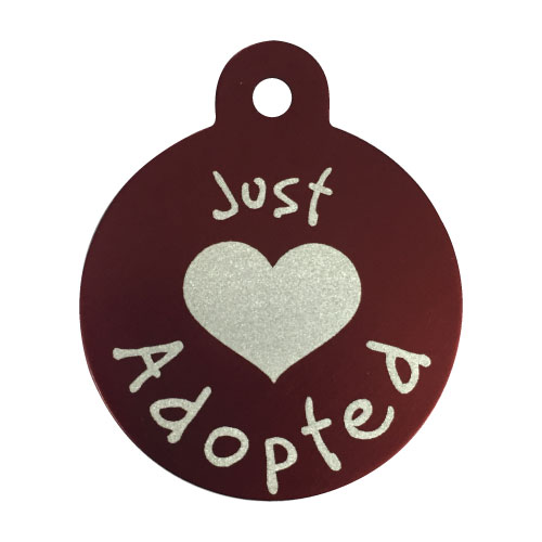 main-901.jpg JUST ADOPTED - Pet Tag one side printed Circle Large RED - Image 1