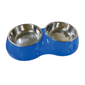 NutraPet Melamine Double Diner Blue S 26.5 X 15 X 5.5 Cms 320ML