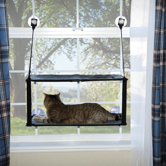 main-936.jpg K&H Ez Mount Window Double Stack Kitty Sill Gray 12" x 23" - Image 1