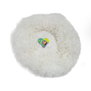Grizzly Velor Plush Round Bed White Small - 50 x 15cm
