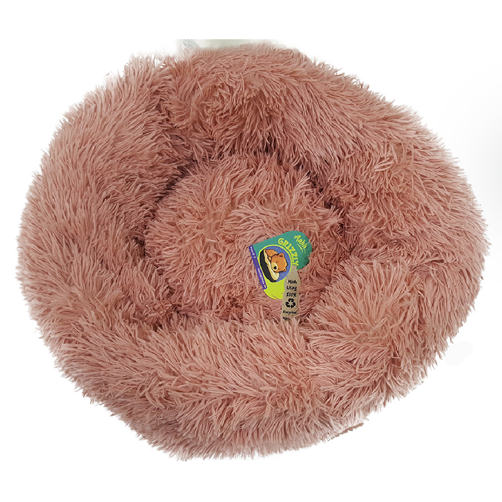 main-947.jpg Grizzly Velor Plush Round Bed Beige Pink Large- 71 x 20cm - Image 1
