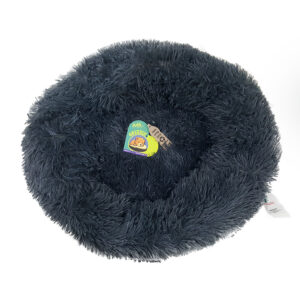 Grizzly Velor Plush Round Bed Dark Grey Small - 50 x 15cm