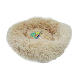Grizzly Velor Plush Round Bed Light Beige Small - 50 x 15cm