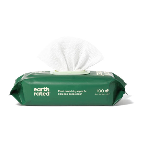Earth Rated Plant-Based Dog Wipes, 100 Count – Unscented