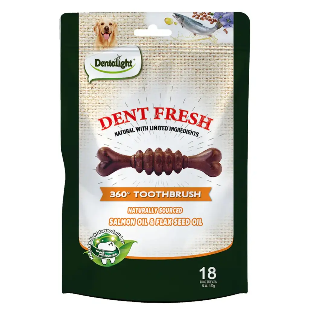 home-1.webp Dentalight 3" Dent Fresh 360° Toothbrush Coat Care Dog Treat 18Pcs/Pack (150g) - Image 1