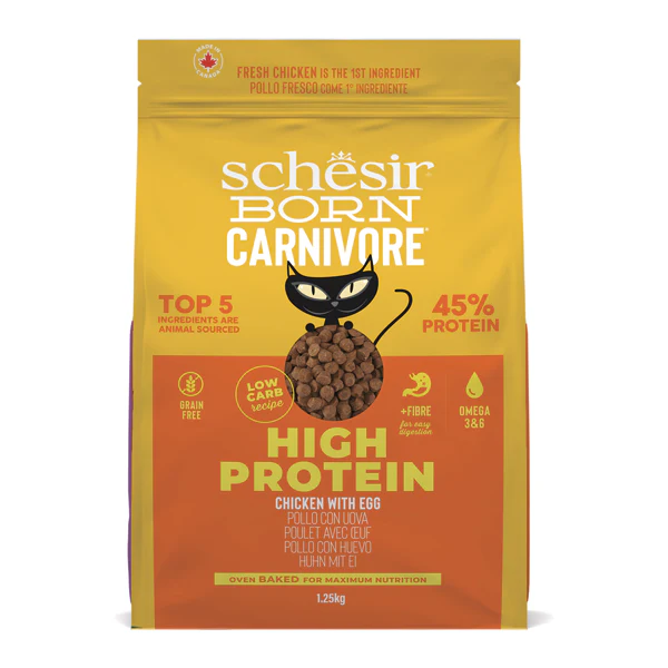 home-5.webp Schesir Born Carnivore Grain Free Oven Baked Dry Cat Chicken & Egg 1.25kg - Image 1