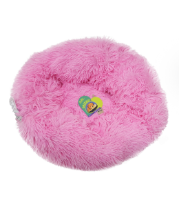 Grizzly Velor Plush Round Bed Pink Small - 50 x 15cm