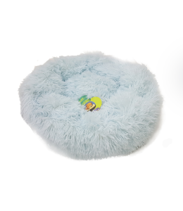 Grizzly Velor Plush Round Bed Sky Blue Large - 71 x 20cm