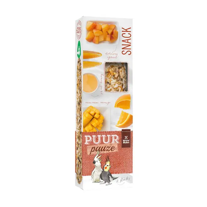 unnamed-file-13.webp Witte Molen Puur Pauze Sticks with Apricot & Mango for Large Parakeet & Cockatoo 140g - Image 1