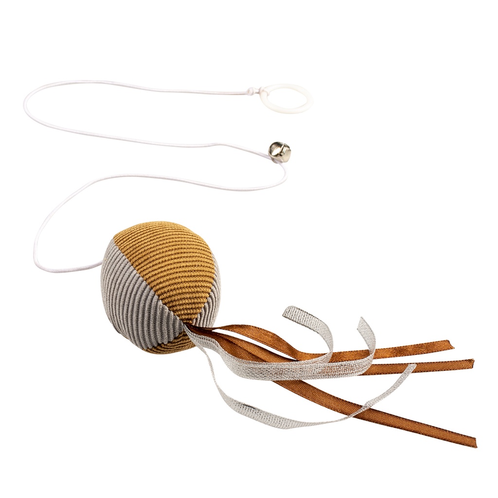 unnamed-file-23.jpg Duvo+ Cushy Ball With Elastic & Bell 19X5,5X5Cm Brown/Grey - Image 1