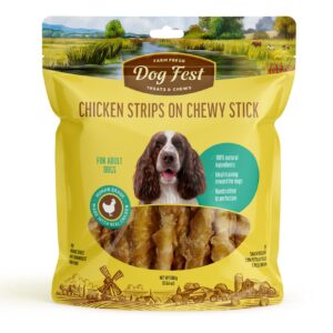 Dog Fest Chicken Strips On Chewy Stick For Adult Dogs - 500g