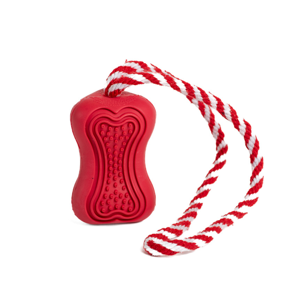 unnamed-file-31.png Duvo+ Rubber Dental Bone With Rope 34,5X5,5X5,5Cm Red - Image 1