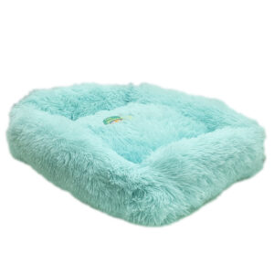Grizzly Velor Round Plush Blue Dog Bed Small - 50 x 15cm