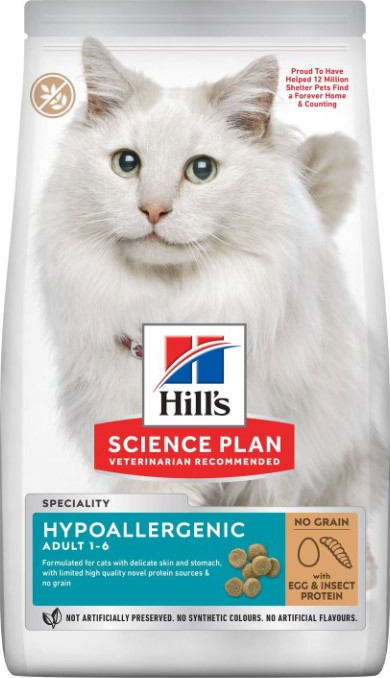 17822201531448178713.jpg Hill's Science Plan Hypoallergenic Adult Cat Food No Grain Egg & Insect Protein 1.5kg - Image 1