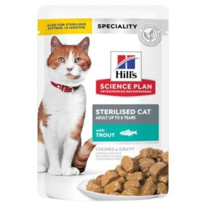 Hillâs Science Plan Sterilised Cat Adult Cat Wet Food With Trout Pouch 85g