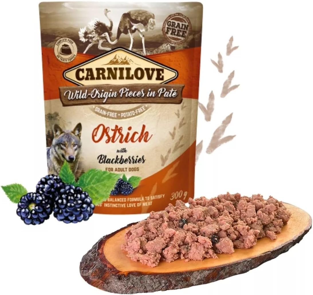 17846944761266187430.jpg Carnilove Ostrich with Blackberries for Adult Dogs (Wet Food Pouches) 300g - Image 1