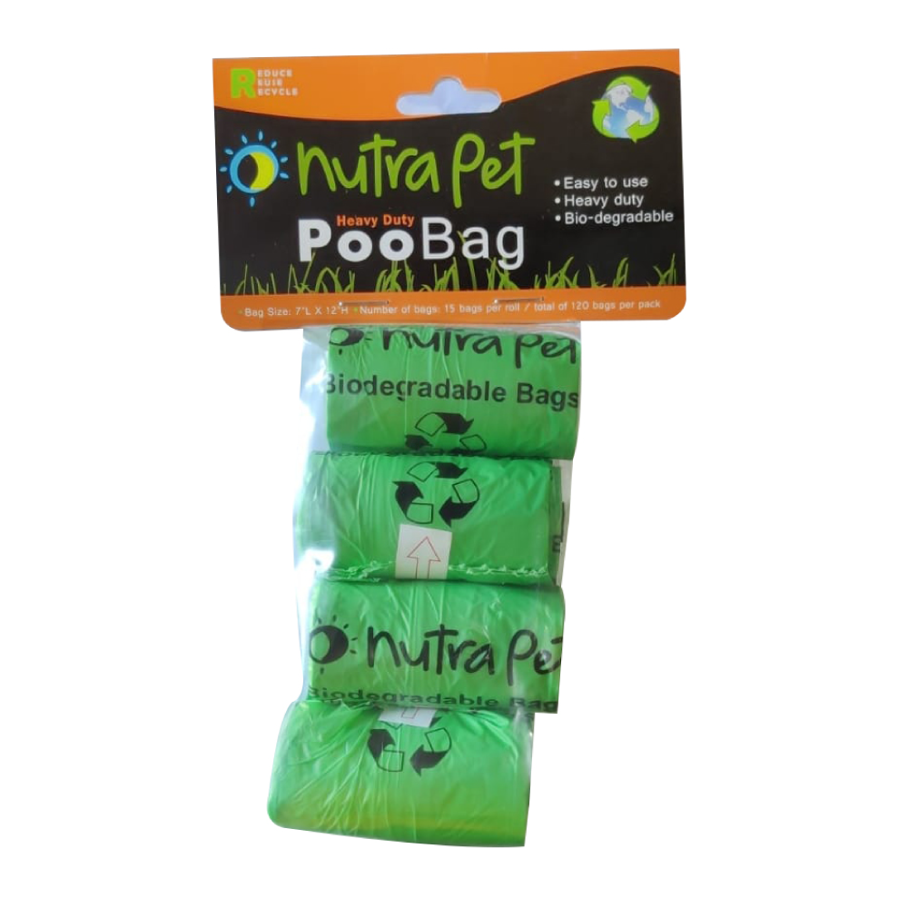 17851376821392283878.png Nutrapet Green Poo Bags 8 rolls with Header Card - Image 1