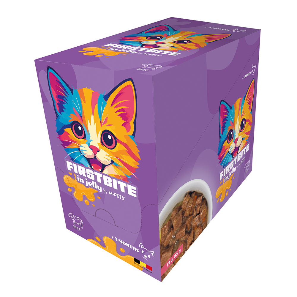 17851401151622464396.png M-PETS Firstbite Beef in Jelly Wet Food Pouches for Cats 12x85g - Image 1
