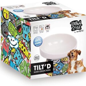 M-PETS Freestyle Tiltâ€™D Raised Ceramic Bowl Black & White 250ml